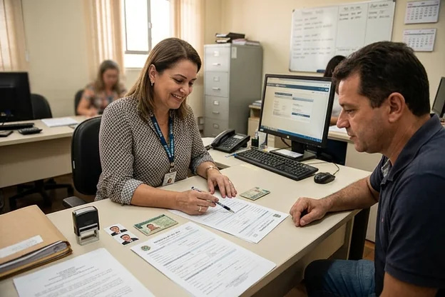 Auxílio na renovação da CNH em Araxá, com profissional orientando o cliente.